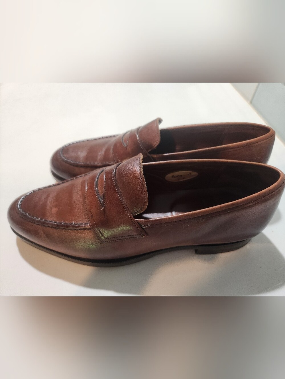 Edward Green X Paul Stuart Leather Mens  Brown Loafers Size 7 D  Handmade NWOB - Picture 6 of 11